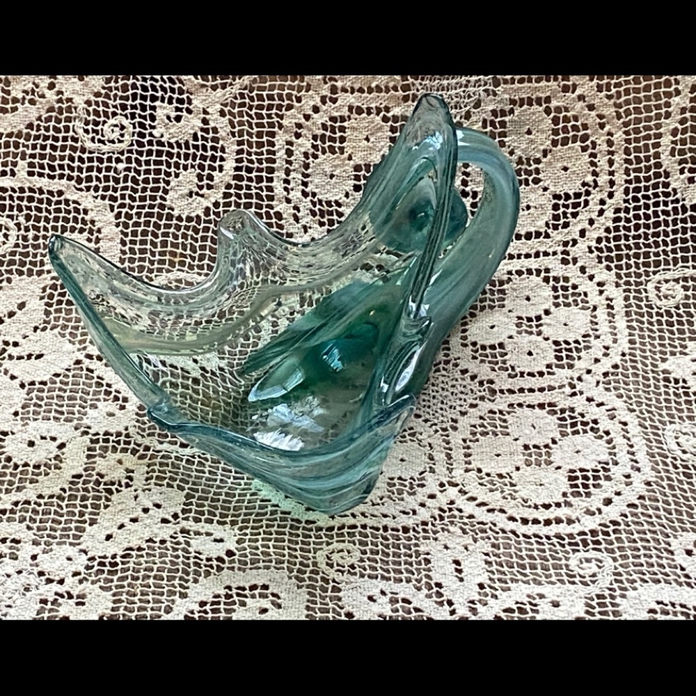 Hand blown glass dish